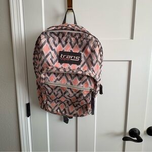 Trans by JanSport 17" SuperMax Backpack - Gray Coral Southwest Ikat Pattern
